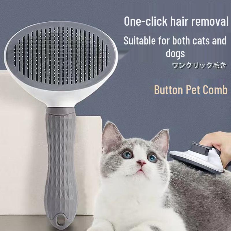 Pet Grooming Comb: Depilatory Brush for Cats & Dogs - Removes Loose Hair & Massages Teddy Bichon & Long-Haired Breeds