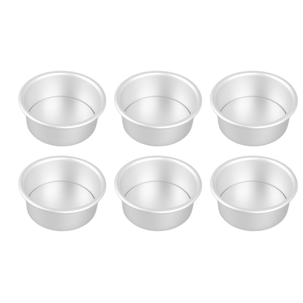 4 Inches 6pcs Cake Mould Non Stick Removable Base Round Cake Pan Set for Wedding Birthday Party