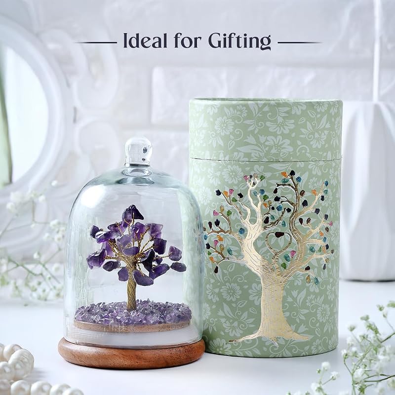 Astrotalk Amethyst Crystal Dome Tree | Boost Focus & Spiritual Growth | Feng Shui Items for Good Luck | Home Decor for L
