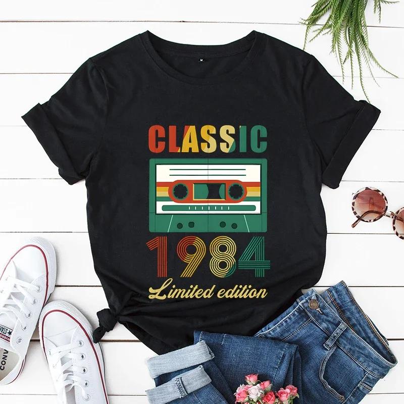 Vintage 1981 Print Unisex T Shirts Short Sleeve Unisex Tshirts Ladies Tee Shirt Tops 1973195719581961 Clothes Camisetas Mujer