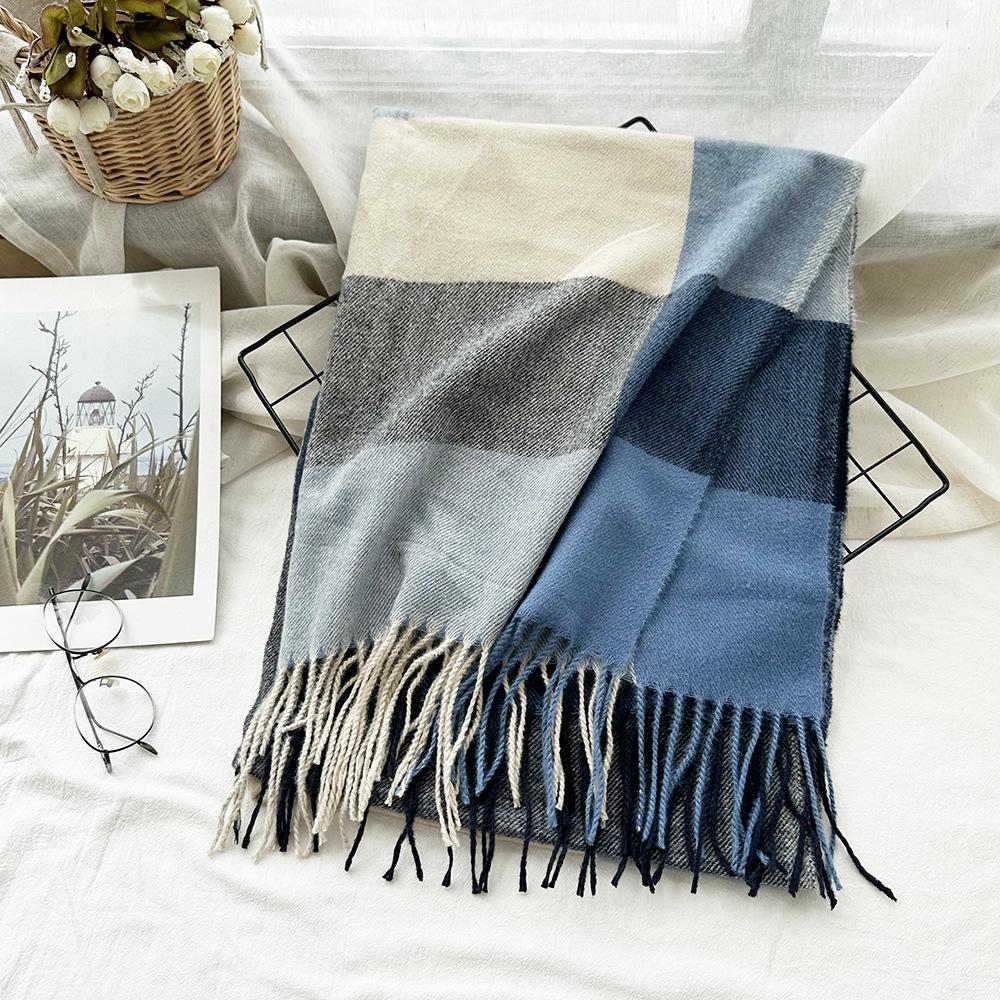 Imitation Cashmere Scarf for Women in Autumn and Winter Thickened High End Versatile Plaid Scarf New Men's Scarf Shawl