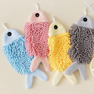 Rukavník v tvare ryby Super absorpčný mikrovláknový uterák Bez vlákien Roztomilý uterák so závesnou slučkou do kúpeľne a kuchyne