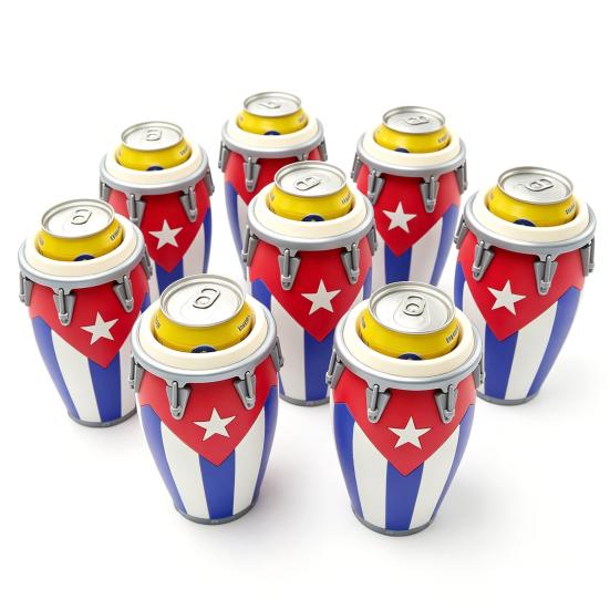 Conga Style Soda Can Holder 3D Printed Classic Drum Shape Flag Pattern 12Oz Standard Cola Beverage Beer Can Holder