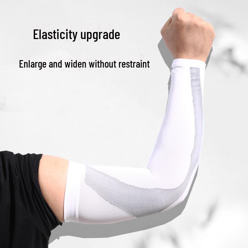 Unisex Pruhované Rukávy na Ruce z Ledového Hedvábí - Prodyšné, Vysoce Elastické Ochrana před Sluncem pro Řízení a Cyklistiku