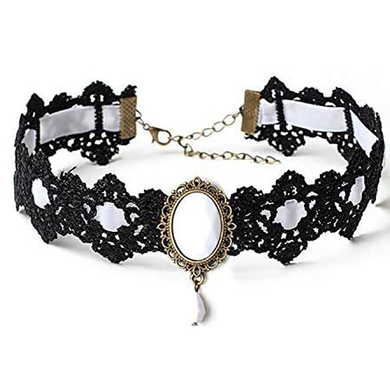 Gothic Victorian Black Lace Necklace Women Girl Boho  Tassel Sexy Lace Choker Steampunk Dark Loli Style Halloween Jewelry