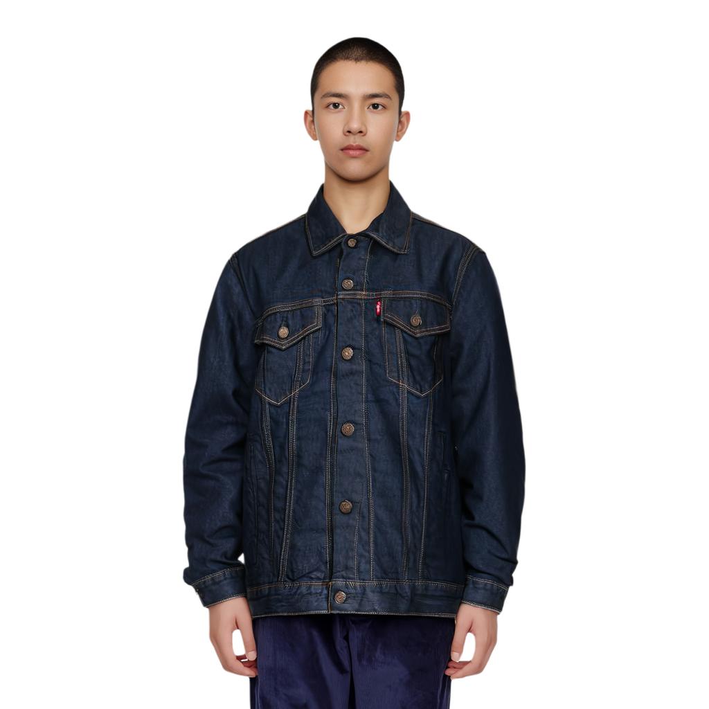 Levis Solid Color Double Pocket Single Button Jacket Men Jackets Blue 72334-0661