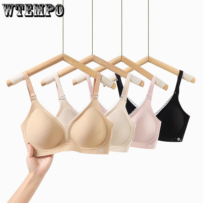 Soft Support Seamless Bra Women's Gathering Underwear Feminine Feel Thin Bra with Upper Support No Steel Ring Underbody Bra