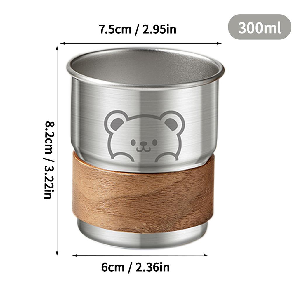 Cute Little Bear Water Mug 304 Stainless Steel Coffee Cup With Wooden Anti Scald Pad Office Workers Tumbler