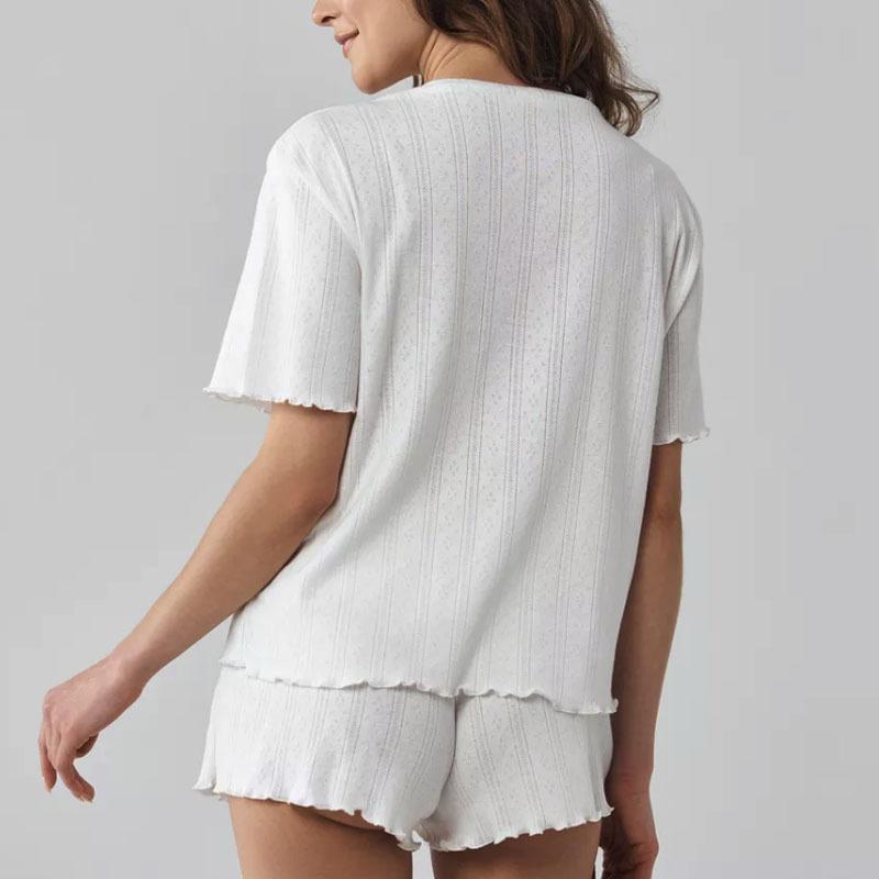 Nuovi bellissimi pigiami da donna primavera e autunno cotone manica corta pantaloncini casa due pezzi loungewear
