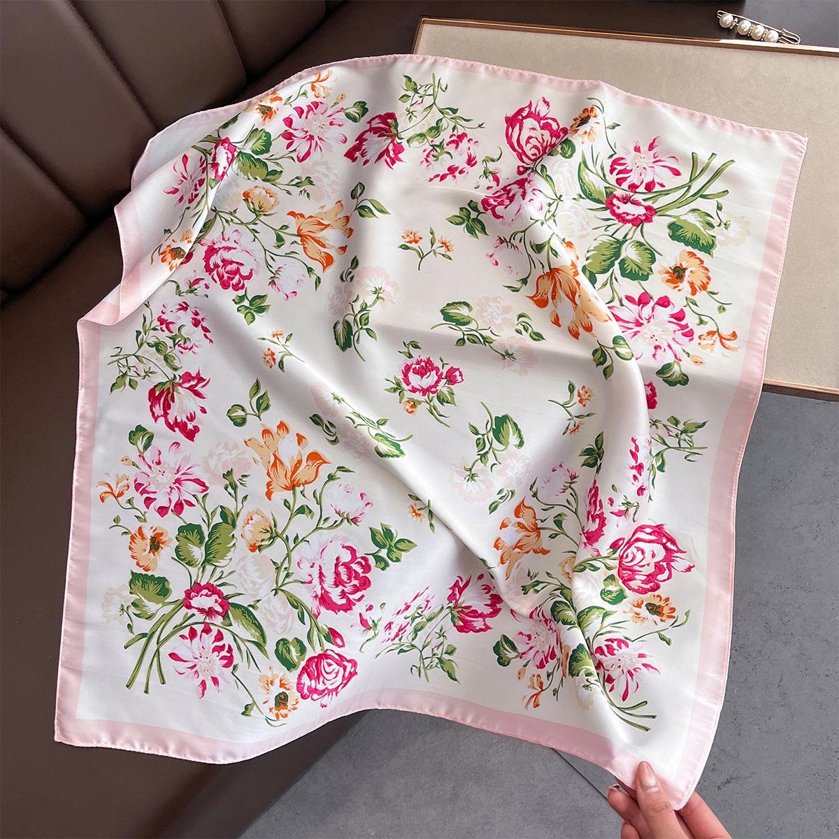 

New Literary Fashionable Bandana Imitation Silk 70*70cm Temperament Square Scarves Women Spring/Summer Soft Satin Scarf