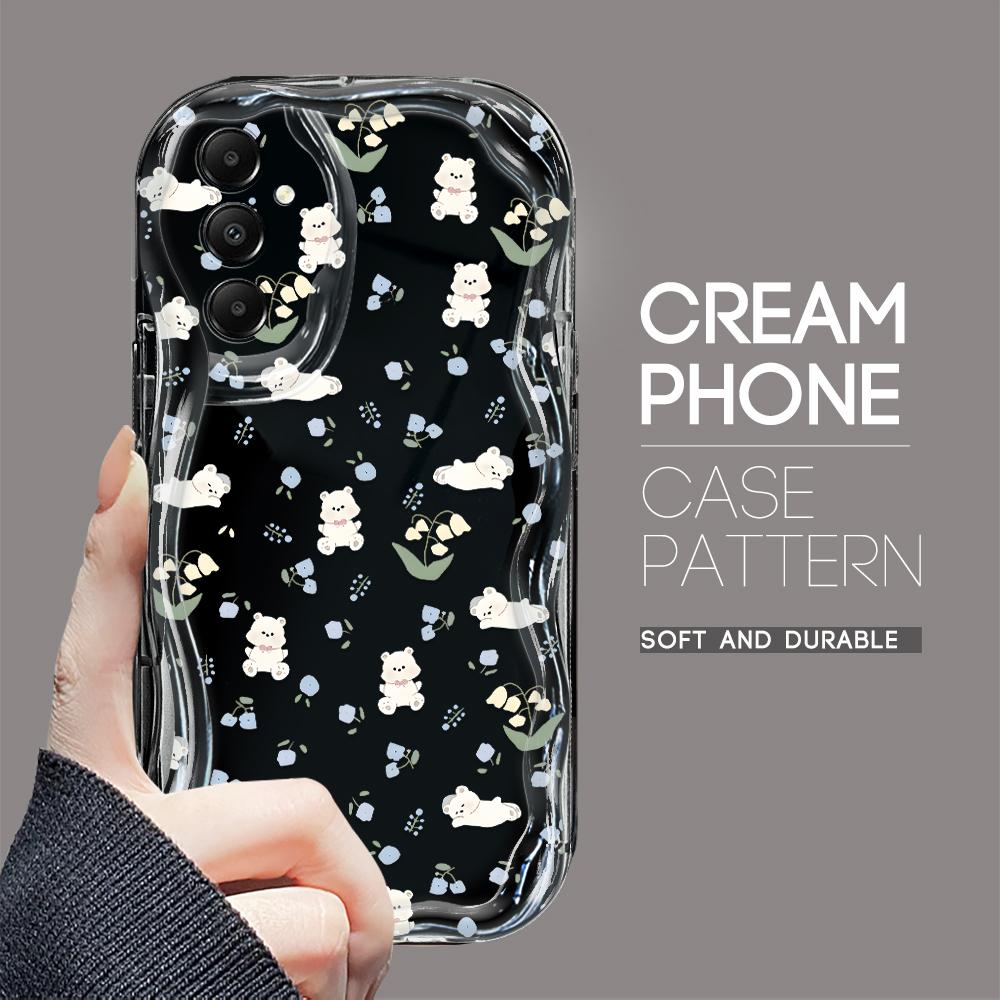 Cute Cartoon Pattern Cream Texture Casing Wavy Edge Soft Silicone Cover Phone Case for Samsung