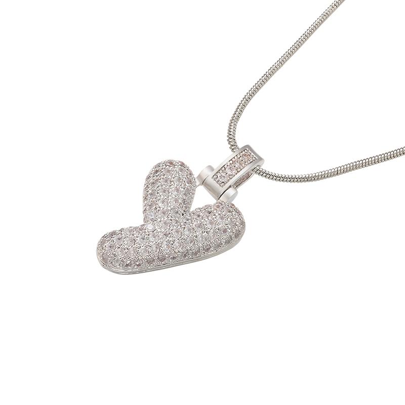ZHUKOU Silver color Bubble initial letters necklaces 26 letters pendants necklaces for women Brass CZ Jewelry VL34