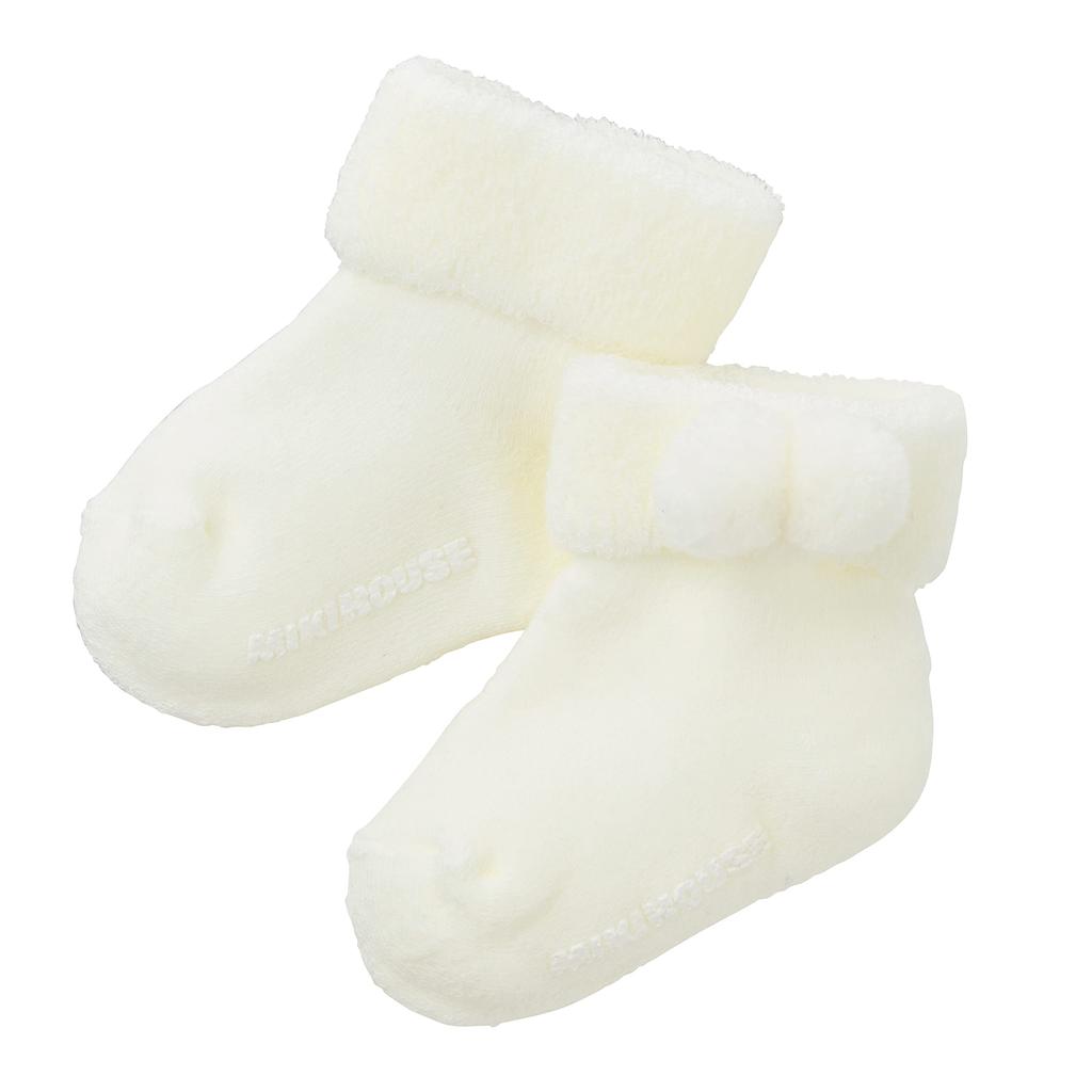 Miki House Baby Plain with Simple Made In for Boys and Perfect for Hospital Shrine and Formal Socks, Pompoms, Design, Japan, Girls, Visits, Visits,