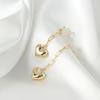 925 Silver Gold Plated Heart Clip Chain Earrings