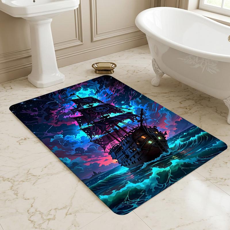 Pirate Ship Area Rug Carpet For Bedroom Game Playroom Living Room Nonslip Sofa Office Home Decor Doormat Christmas Gift C342
