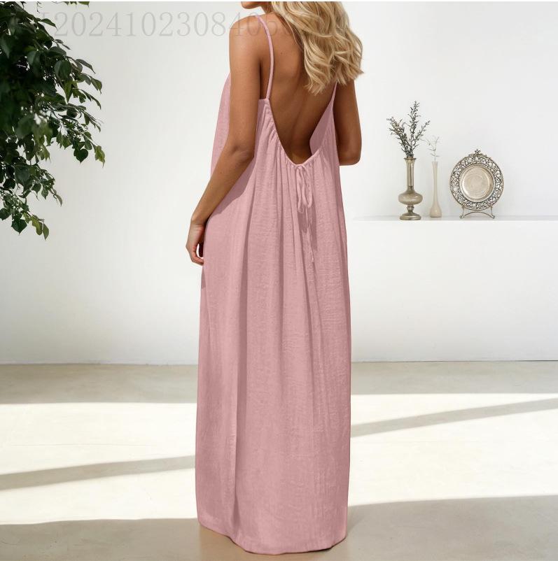 Backless Loose Women's Camisole Dress Coat for Homewear