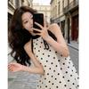 French Small Fragrant Style Temperament Bow Sleeveless Polka Dot Dress Female First Love Pure Milk Sweet A Word Short Skirt Zixia