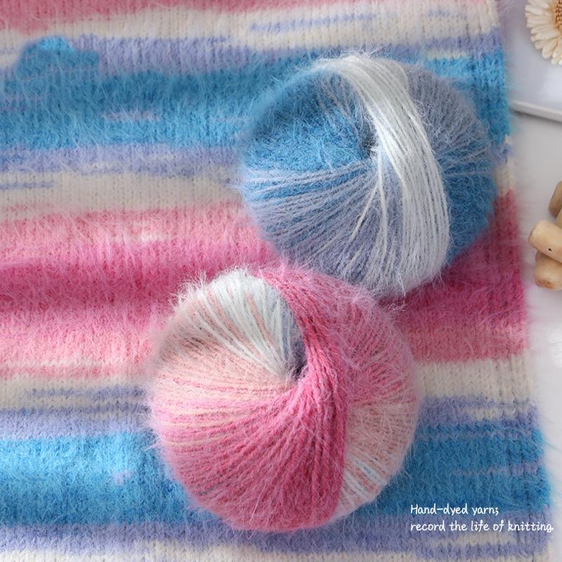 

100 г/моток Вязаный свитер Мягкий Теплый Градиент Принадлежности для вязания Смесь шерсти Сделай сам Мохеровая пряжа Шарф Шапка Шерстяная нить