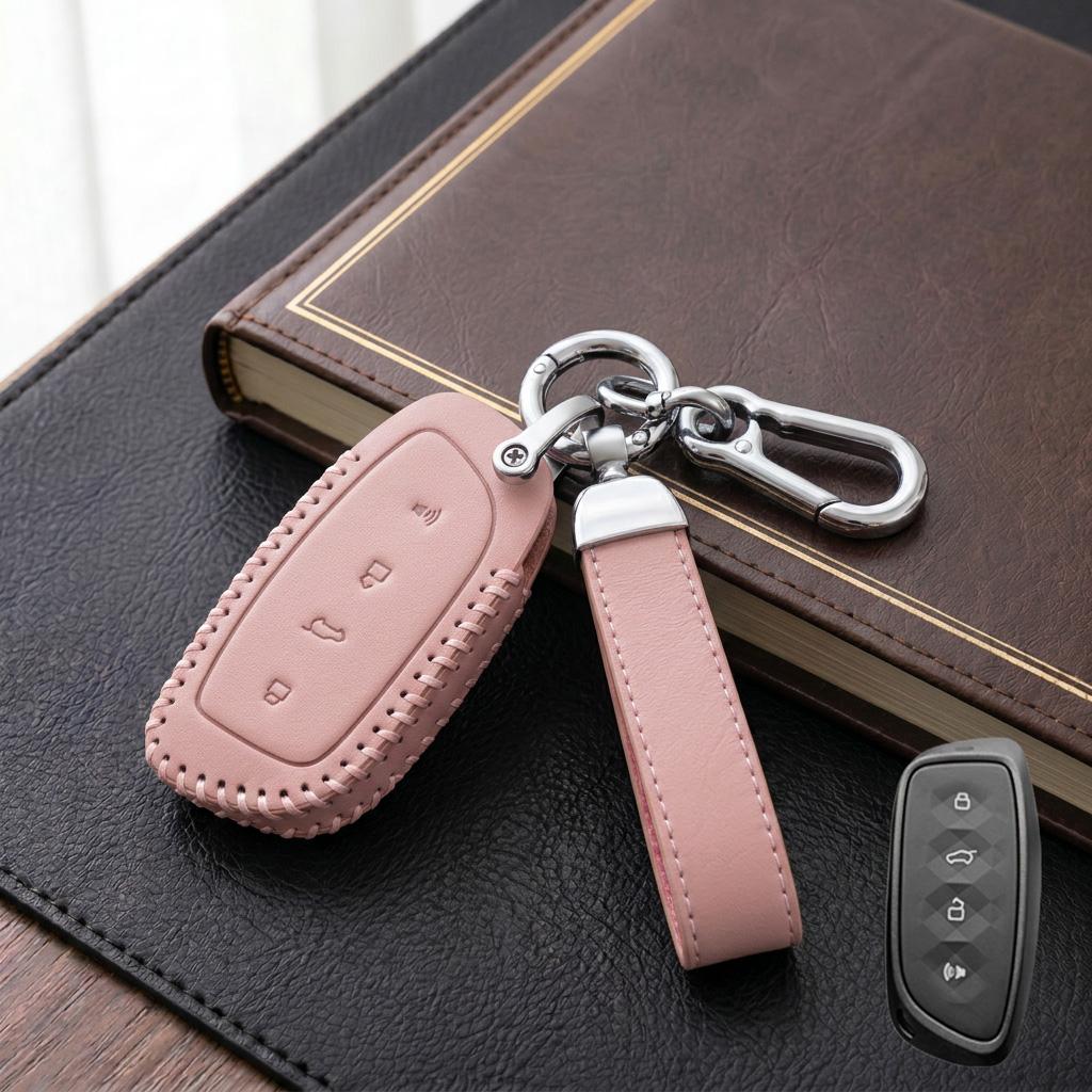 Genuine Leather Car Key Case Cover For Haval H6 Dargo Jolion Shenshou Xiaolong Max Raptor H9 H5 Remote Fob Protector Key Bag
