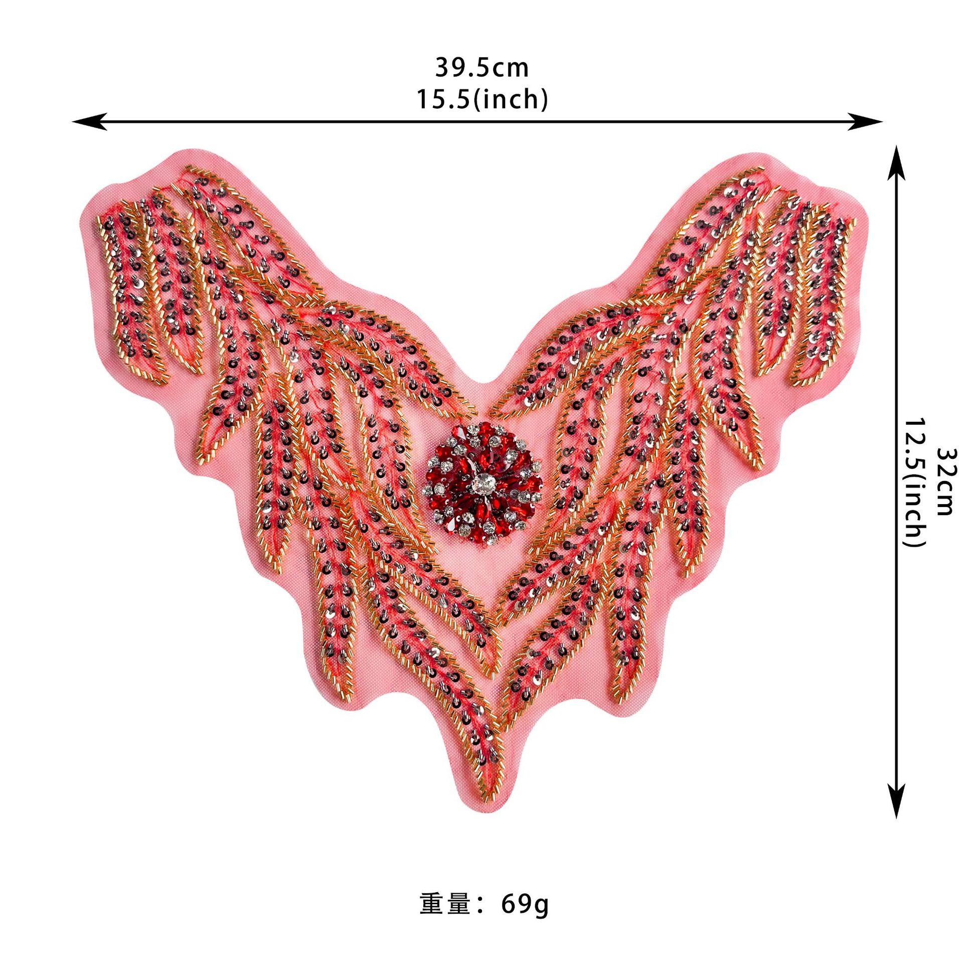 

Красная Тяжелая Промышленность Бисерная Сетка Пряжа Алмазная Ткань Наклейка Одежда Платье Сценическая Одежда Передний Воротник Тканевая Наклейка Декоративные Аксессуары H8111 big red beads