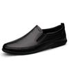 Men's Large Slip-On Leather Casual Shoes – Soft Sole, Breathable Cowhide, Ideal for Driving, Comfortable Dad Style