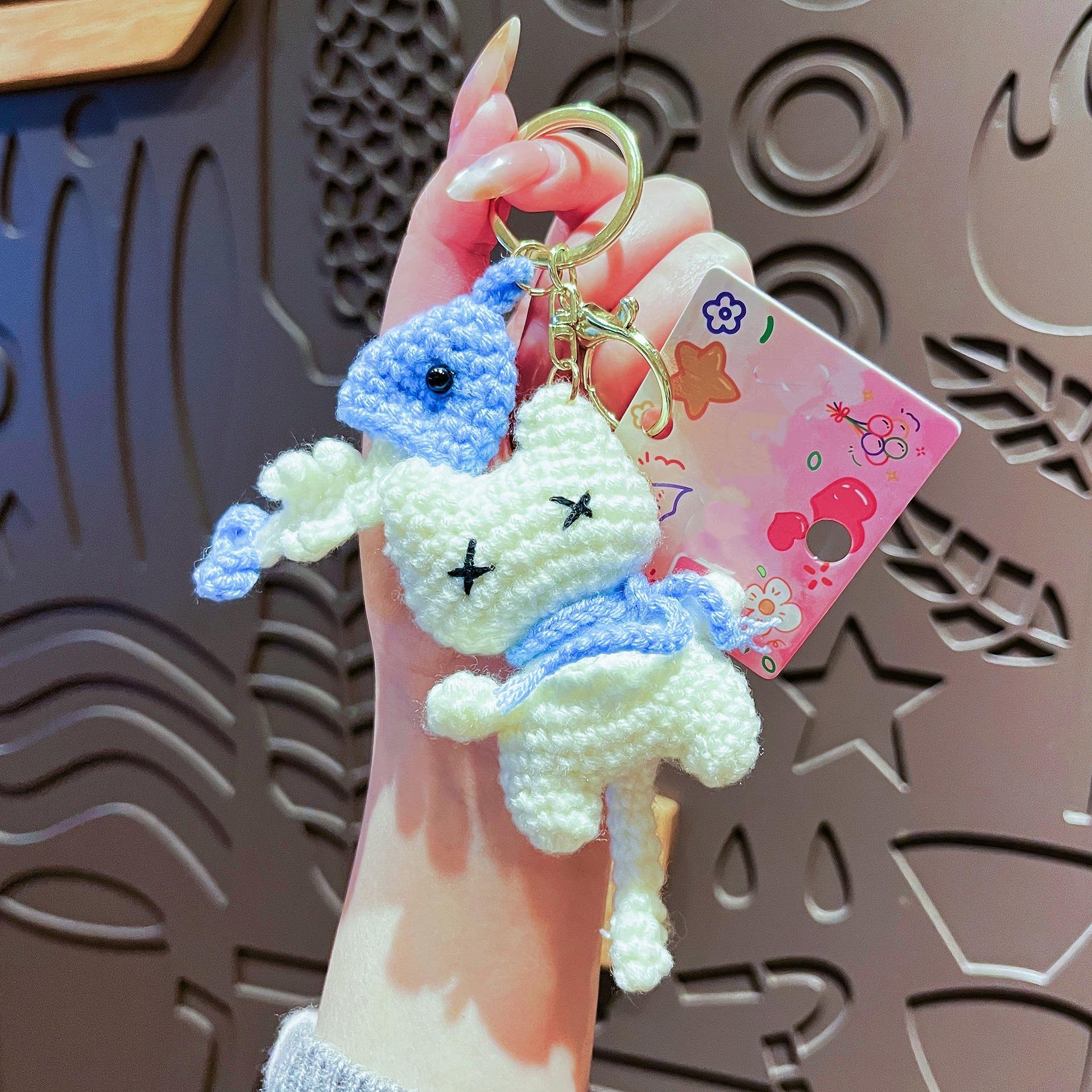 Милый вязаный крючком кот и косточка, брелок, ручная работа, вязаный розовый кот, шарм для сумки