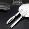 Stainless Descaler Fish Scaler Fish Cleaning Olive Shape Design Integrated Construction Scale-discharge Opening