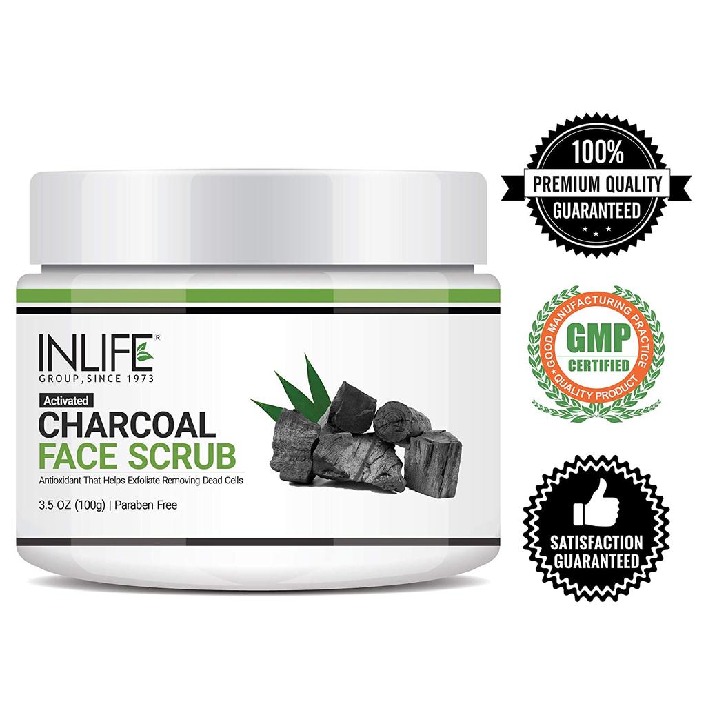 Ansiktsskrubb med kol (100 g), Charcoal Face Scrub, INLIFE