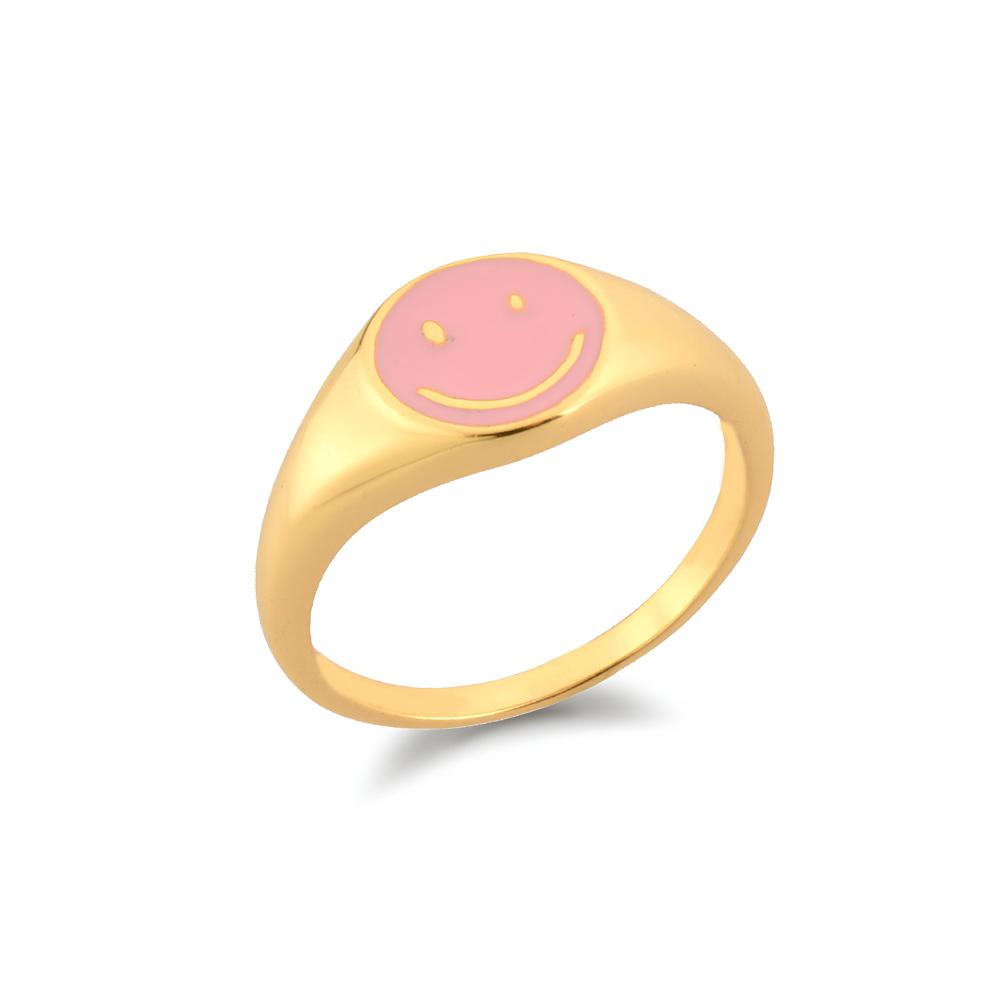 Lovely Blue Color Enamel Happy Face Rings For Women High Quality Stainless Steel Men Jewelry Christmas Gifts 2025