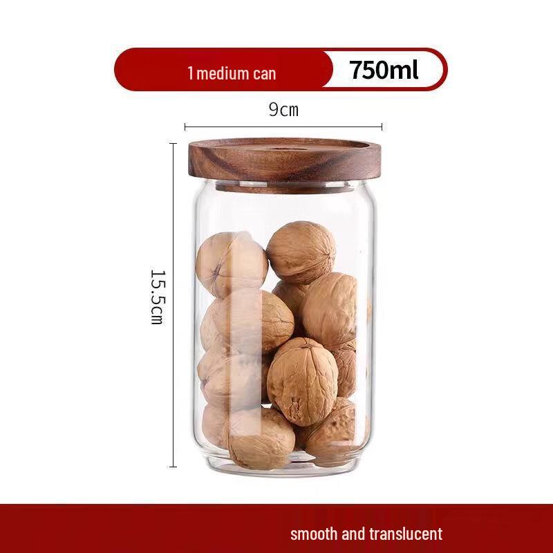 ZISIZ Glass Food Storage Jars with Acacia Lids