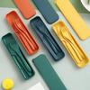 Wheat Straw Reusable Cutlery Set With Knife Fork Spoon And Storage Case Perfect For Office Lunch Outdoor Camping Picnic Travel
