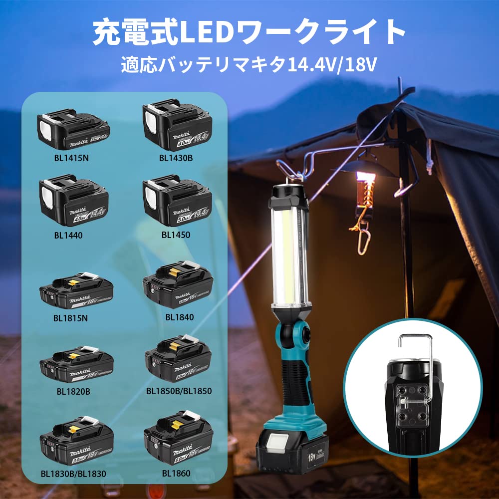 Orginer Rechargeable LED Work High Compatible with Makita Emergency Lighting for Power Auto Night Night Outdoor Camping Sold Light, 18V, 35W, 2000lm,