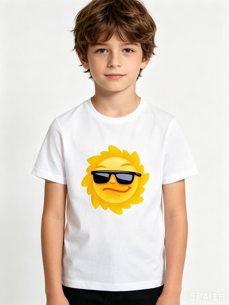 Trendy ShortSleeved Unisex Tshirt Sun Pattern Print Casual Polyester ParentChild Matching Summer Fashion Top for Boys Girls