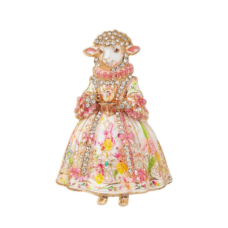 Lovely Rococo Court Sheep Brooches For Women Unisex Rhinestone Year Of The Sheep Animal Party Office Brooch Pin Gift