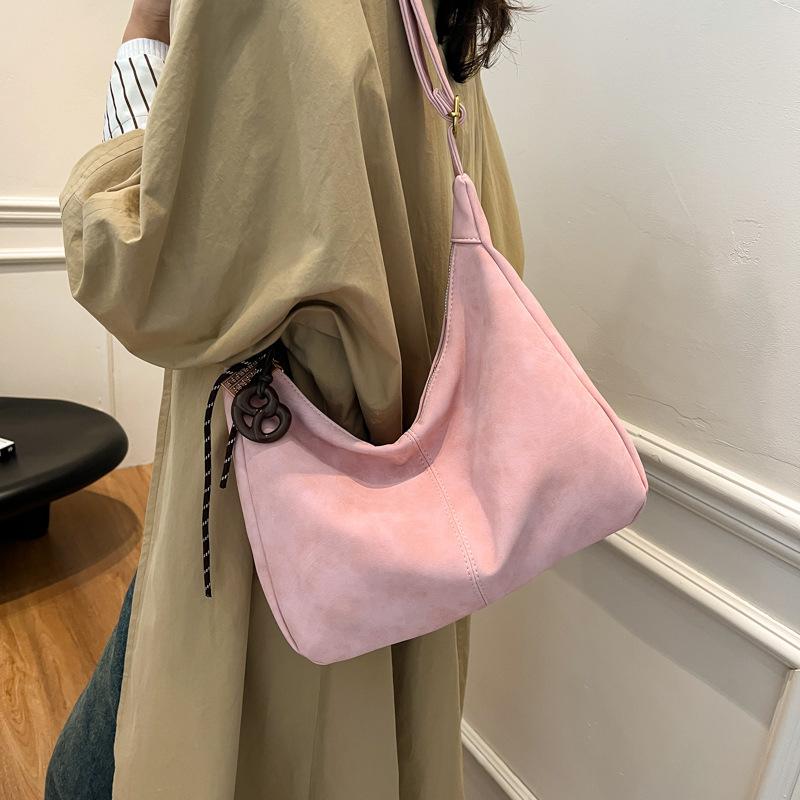 2025 new student class retro solid color bag women's fashion casual shoulder crossbody large-capacity commuter bag