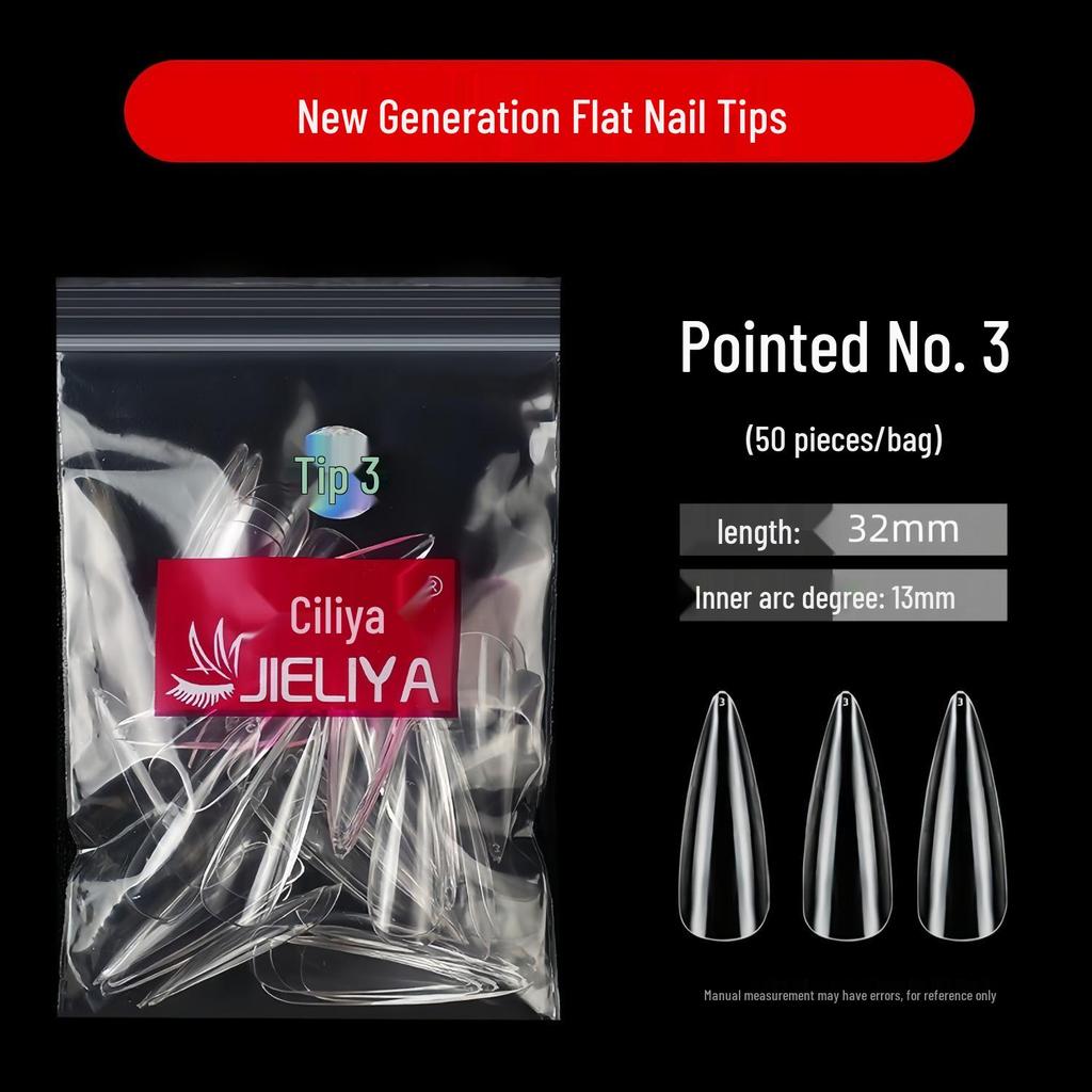 Jieliya Transparent Seamless Dual-Use Nail Tips - 50 Piece Pack