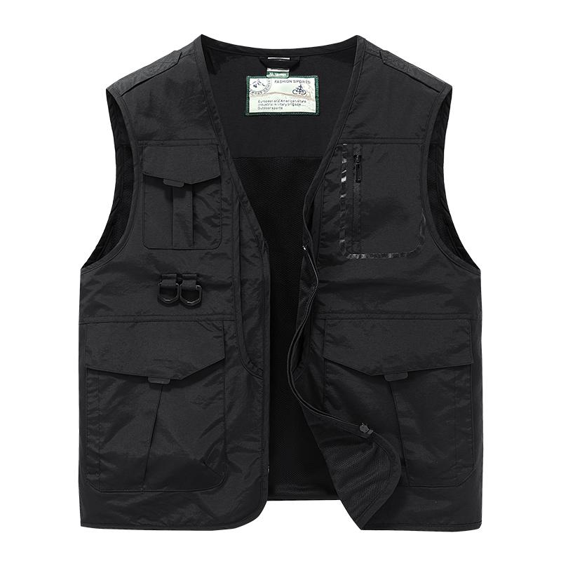 New Men's High-quality Multi Pocket Quick Drying Lightweight Vest, Outdoor Hiking Vest,casual Versatile Oversized Fishing Jacket