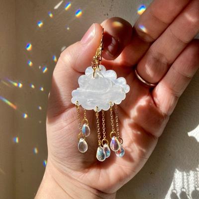 Orecchini a forma di nuvole di pioggia in acrilico carini per le donne, gioielli da sposa, orecchini pendenti con nappe, regali di fidanzamento