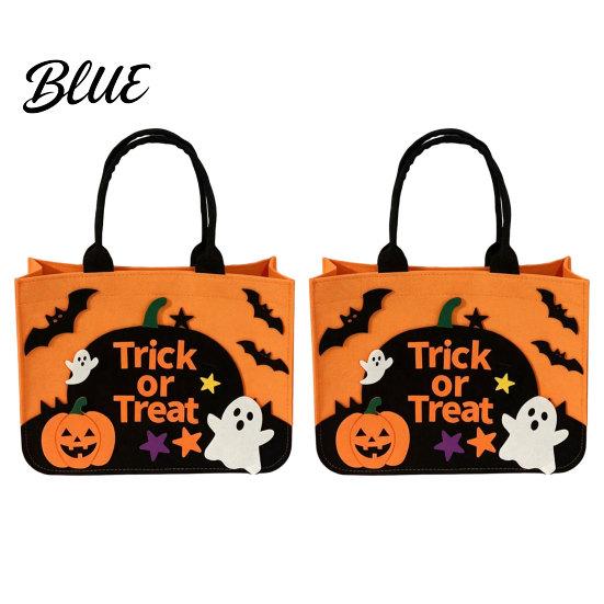 Child-friendly Halloween Bag Trick or Treat Bag Felt Goodie with Pumpkin Ghost Patches Photo Prop Large Candy Tote for Kids Party Favor,