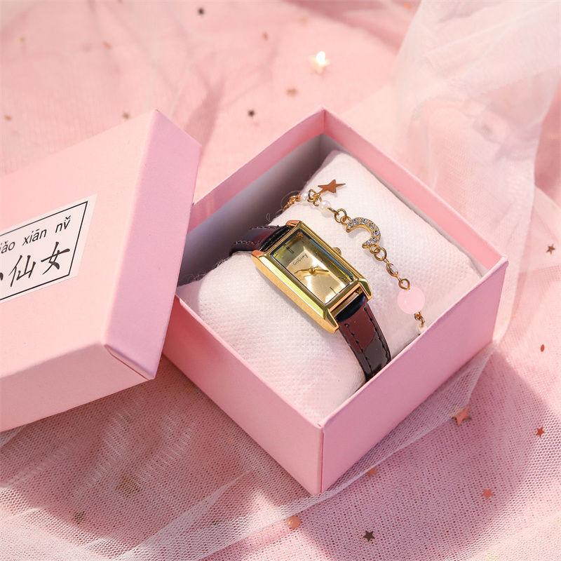 Rectangle Watch Women's Simple Light Luxury High Value Student Temperament Belt Watch Waterproof Small Dial
