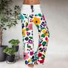 Women's Drawstring Elastic Waistband Wide Leg Color Matching Floral Printed Casual Pants