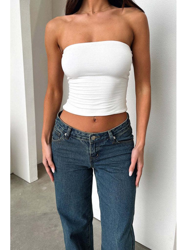 

Европейские и американские ретро джинсы с низкой посадкой прямого кроя - Джинсовые брюки свободного кроя M темно-синий