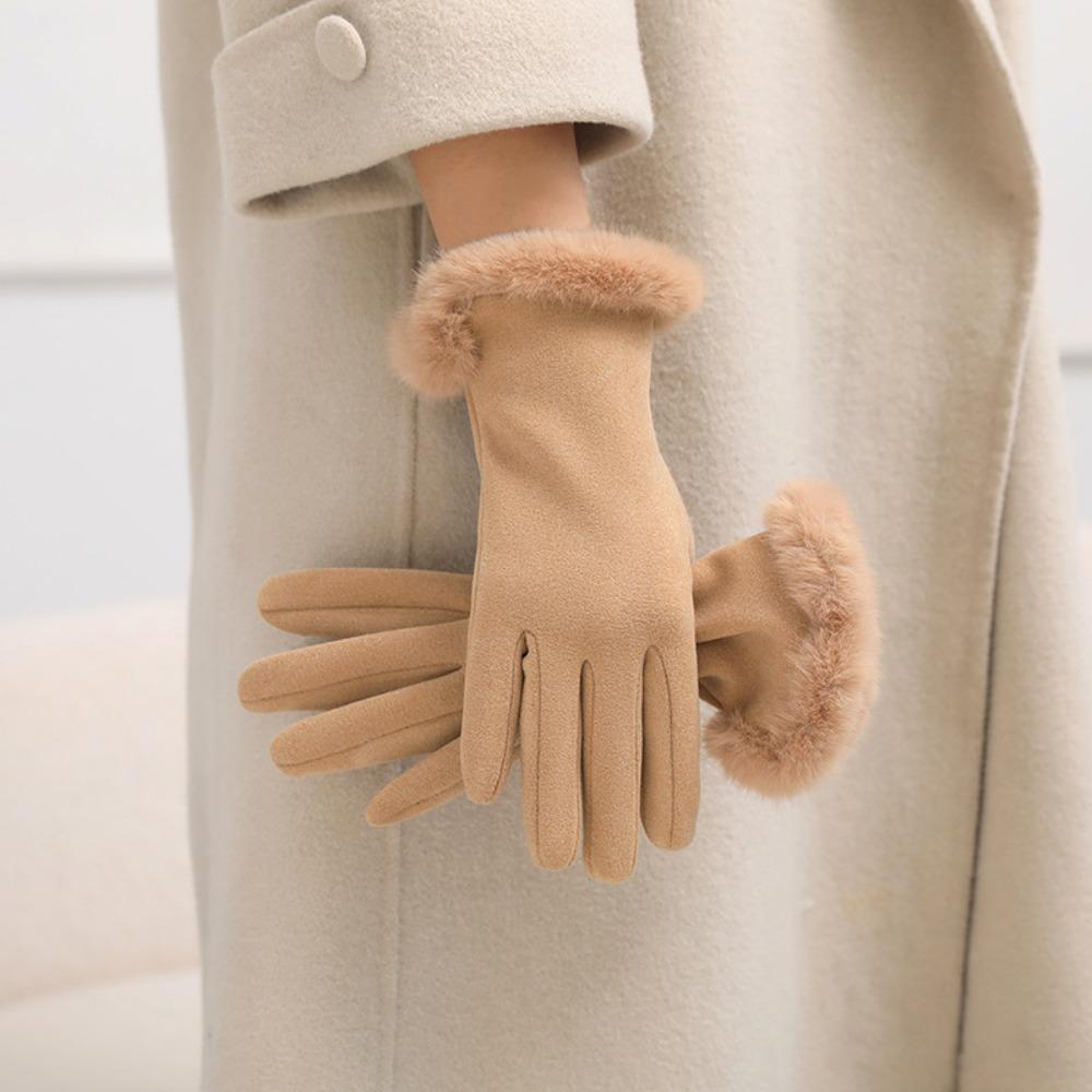 Einfarbige Fäustlinge mit vollen Fingern Winddichte Damen Winterhandschuhe Mode Fahrradfäustlinge Mädchen