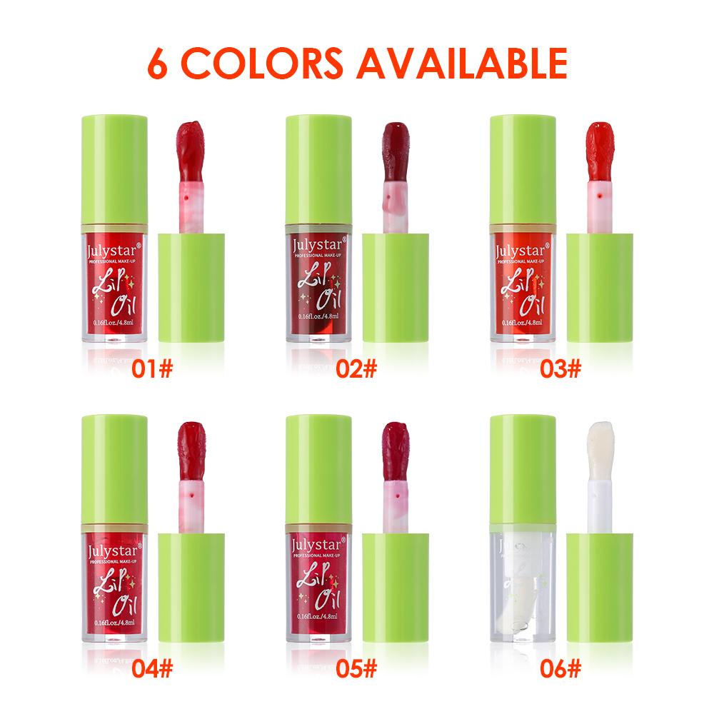 Julystar 6 Pcs Plumping Lip Oil Set, Hydrating High Gloss Lip Glow Oil Tinted, 6 Colors Non-Sticky Moisturizing Transparent Lip Gloss Kit 6pcs