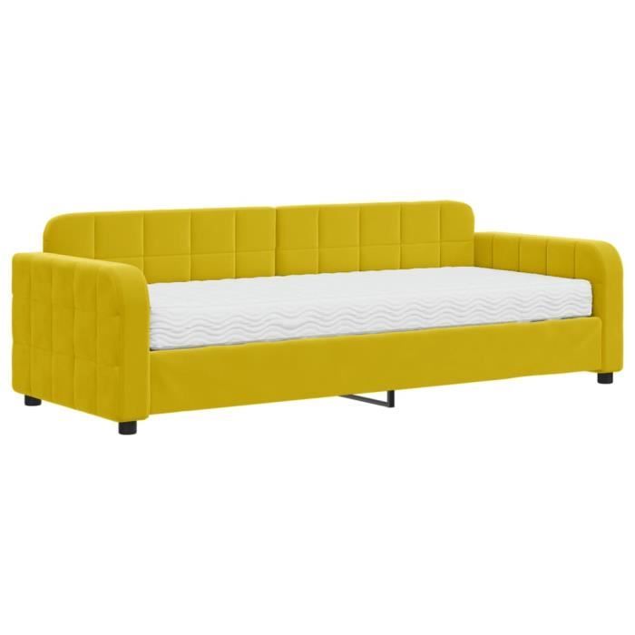 VidaXL Daybed with Mattress Yellow 80x200 Cm Velvet 3196903