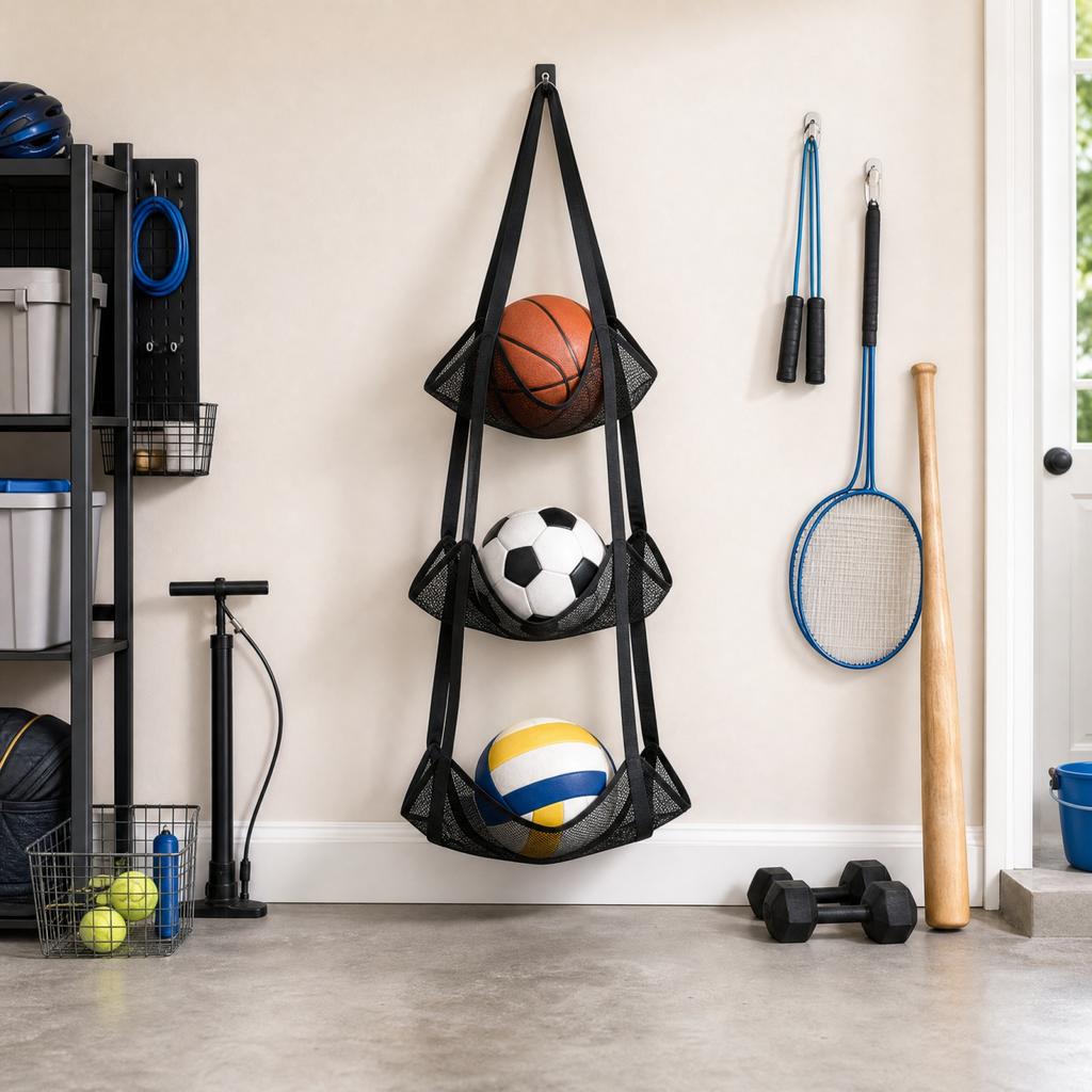 Torba do przechowywania piłek sportowych do koszykówki i piłki nożnej, Siatkowa torba do zawieszenia na ścianie do organizacji