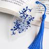 1PC Creative Chinese Archaic Bookmark with Tassels Pretty Blue and White Porcelain Leaf Vein Gift or Friend Student School Supplies