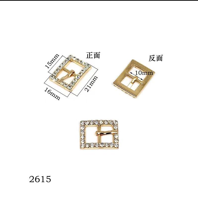 New Multi Size Gold and Silver Double Color Metal Zinc Alloy Water Diamond Rectangular Buckle Luggage Adjustable Buckle with Sun