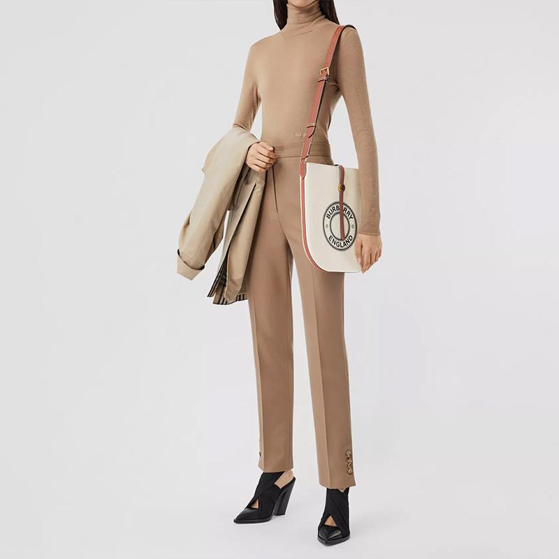 Burberry Logo Graphic Cotton Canvas And Leather Anne Shoulder Bag Women Shoulder Bag Natural 80268851