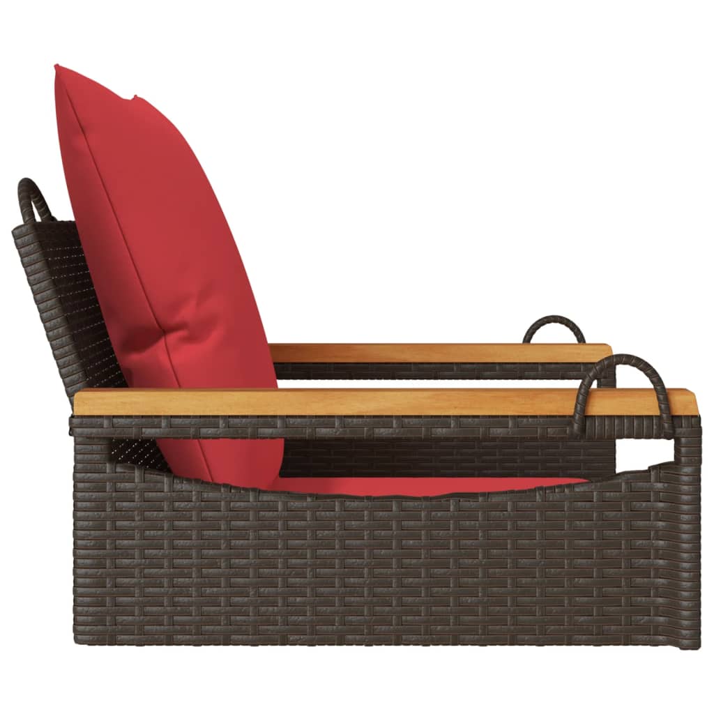 Brown Hanging Swing Chair with Cushions 63 x 62 x 40 cm Poly Rattan